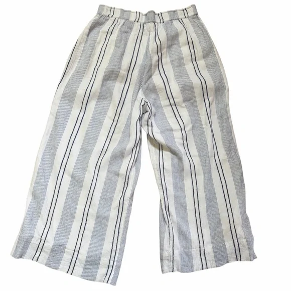 Sundry striped blue and white pullon wide leg ankle pants 3 - Picture 2 of 6